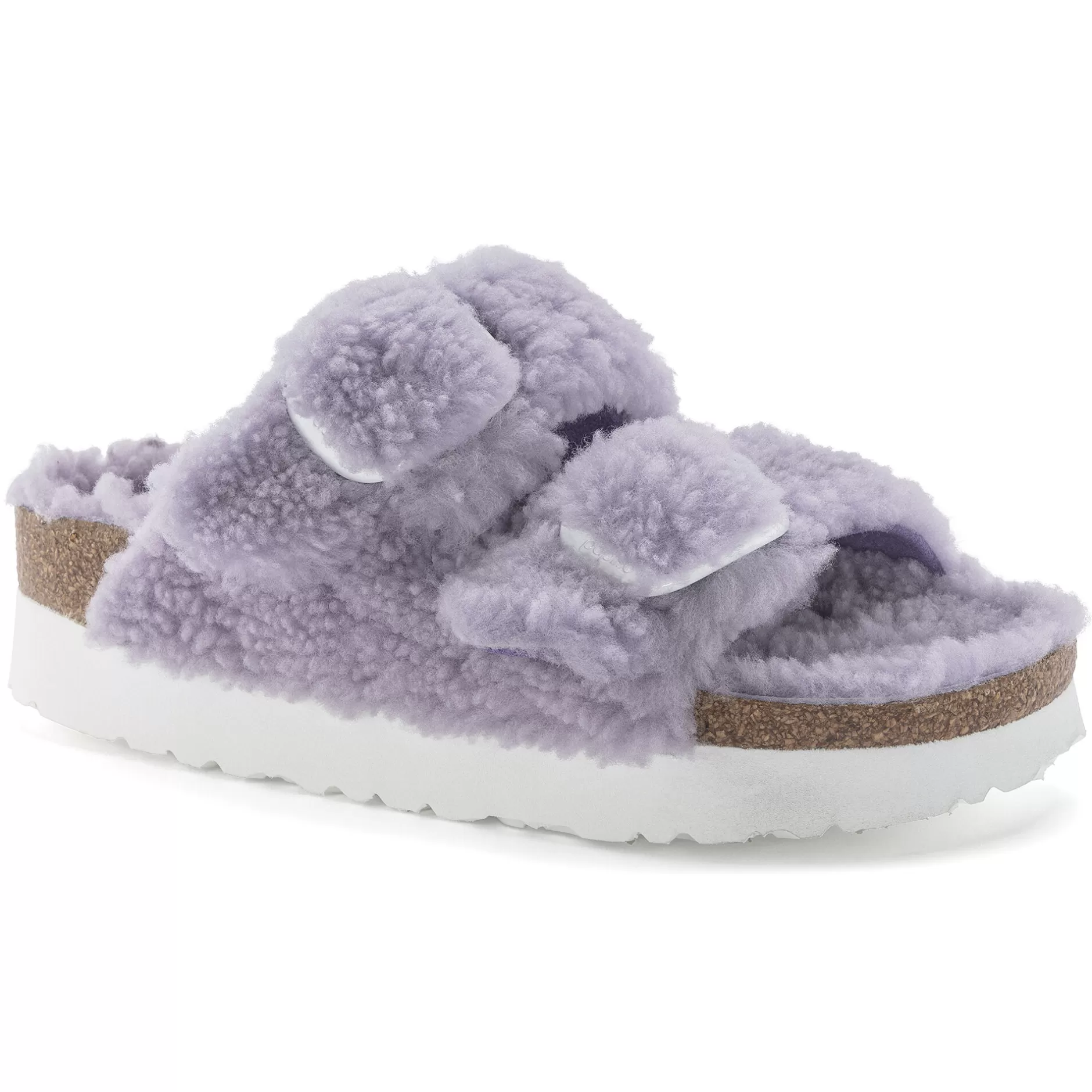 Birkenstock Arizona Big Buckle Lammeskind Purple Fog Best