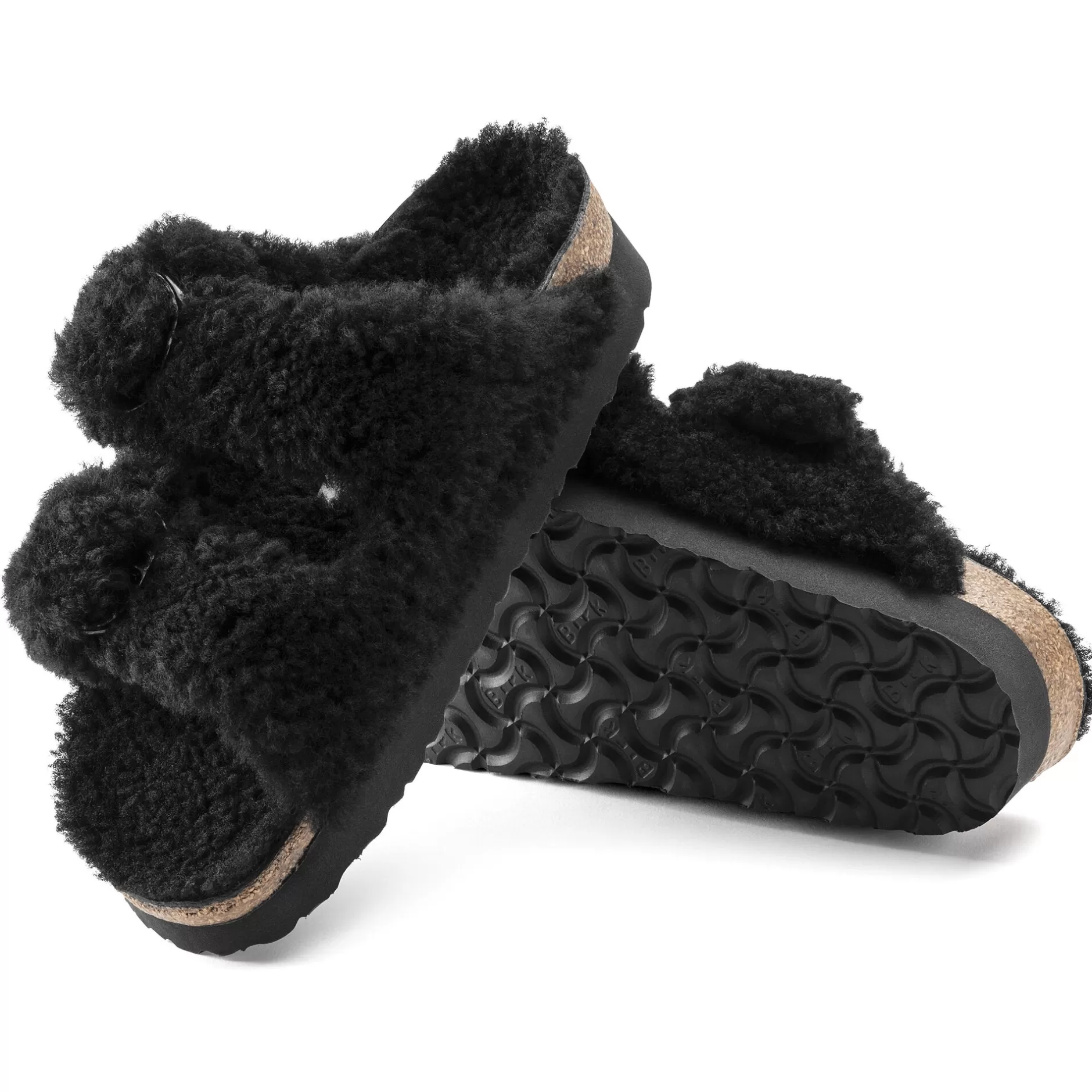 Birkenstock Arizona Big Buckle Lammeskind Teddy Black Fashion