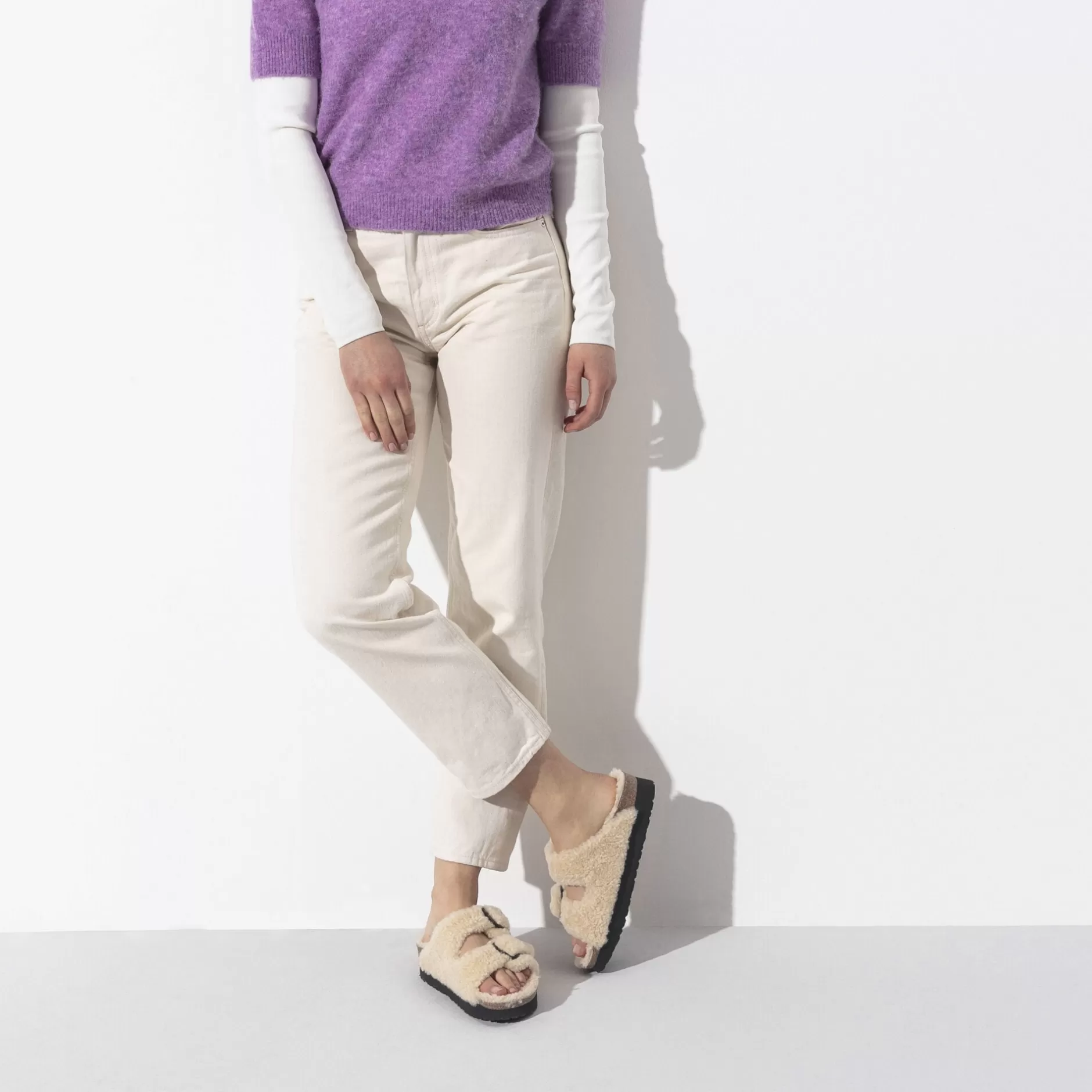 Birkenstock Arizona Big Buckle Lammeskind Teddy Eggshell Store