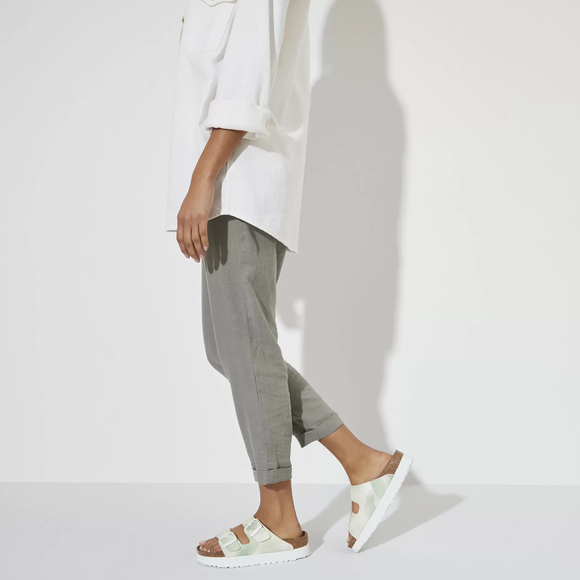 Birkenstock Arizona Platform Vegansk Watercolor Khaki Best Sale