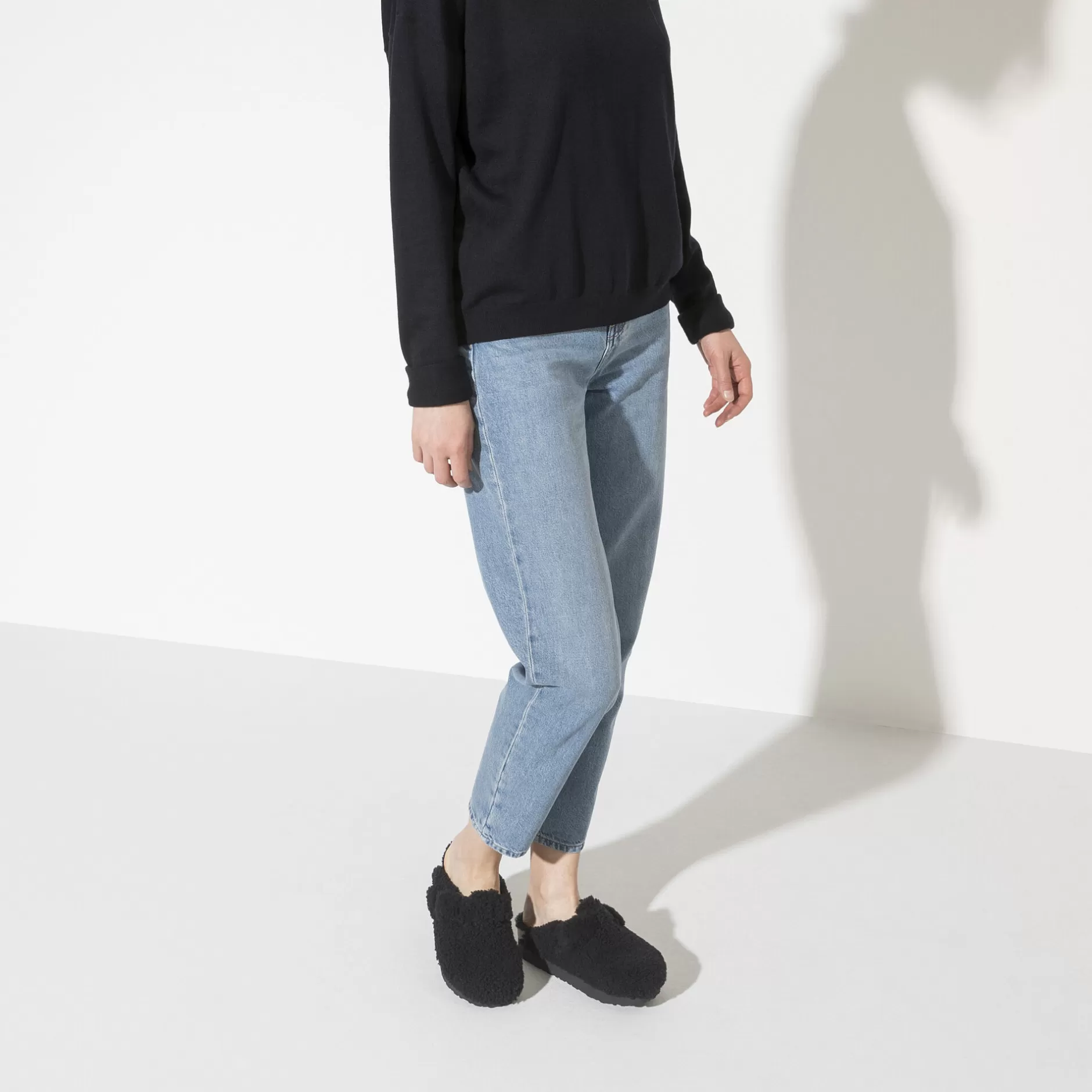 Birkenstock Boston Big Buckle Platform Teddy Black Outlet