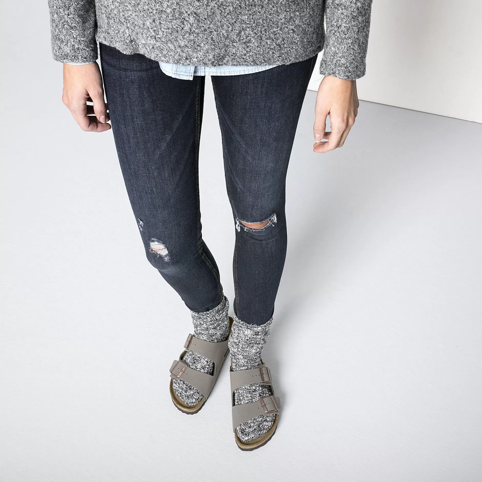 Birkenstock Cotton Slub Damer Black/Gray Shop