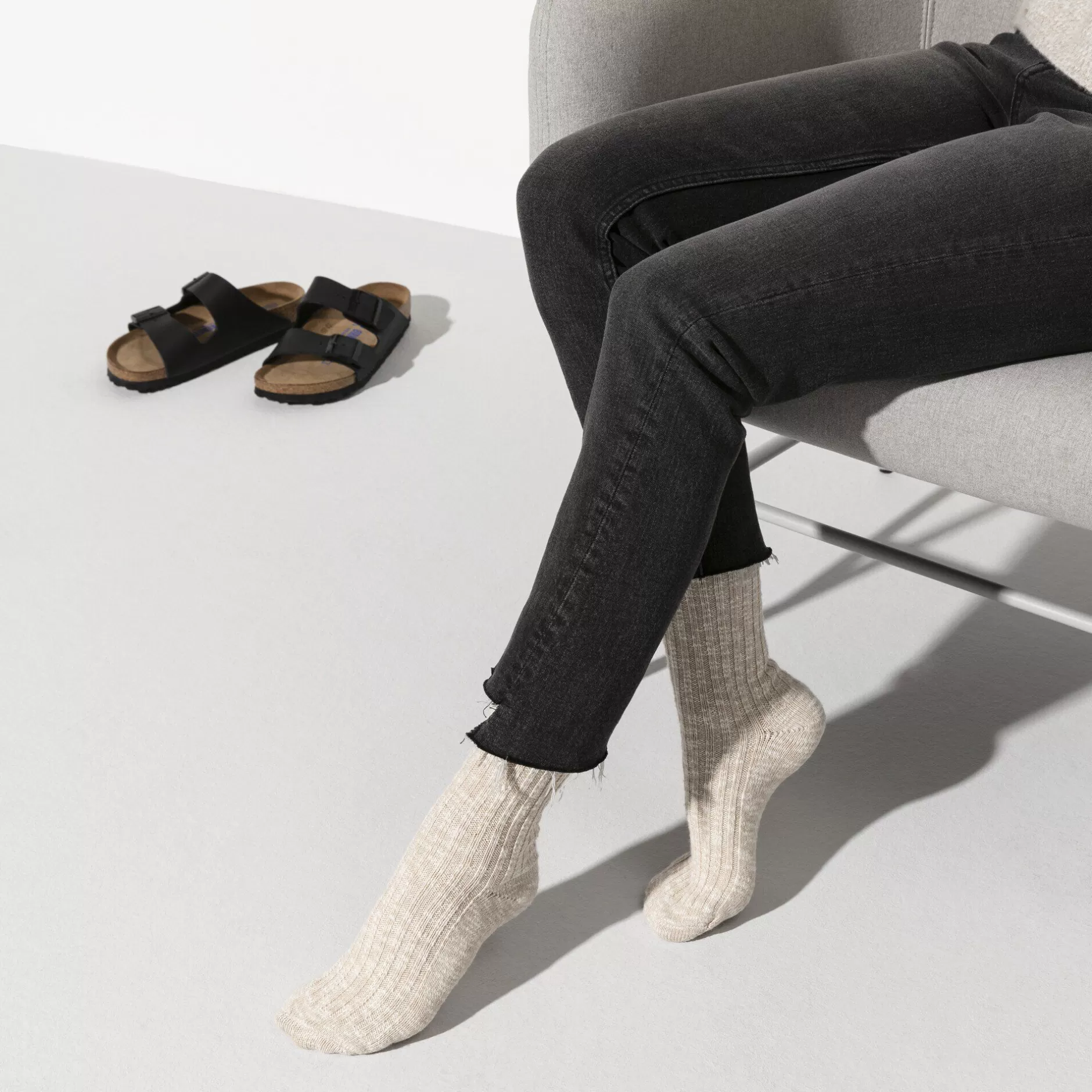 Birkenstock Cotton Slub Damer Beige White Flash Sale