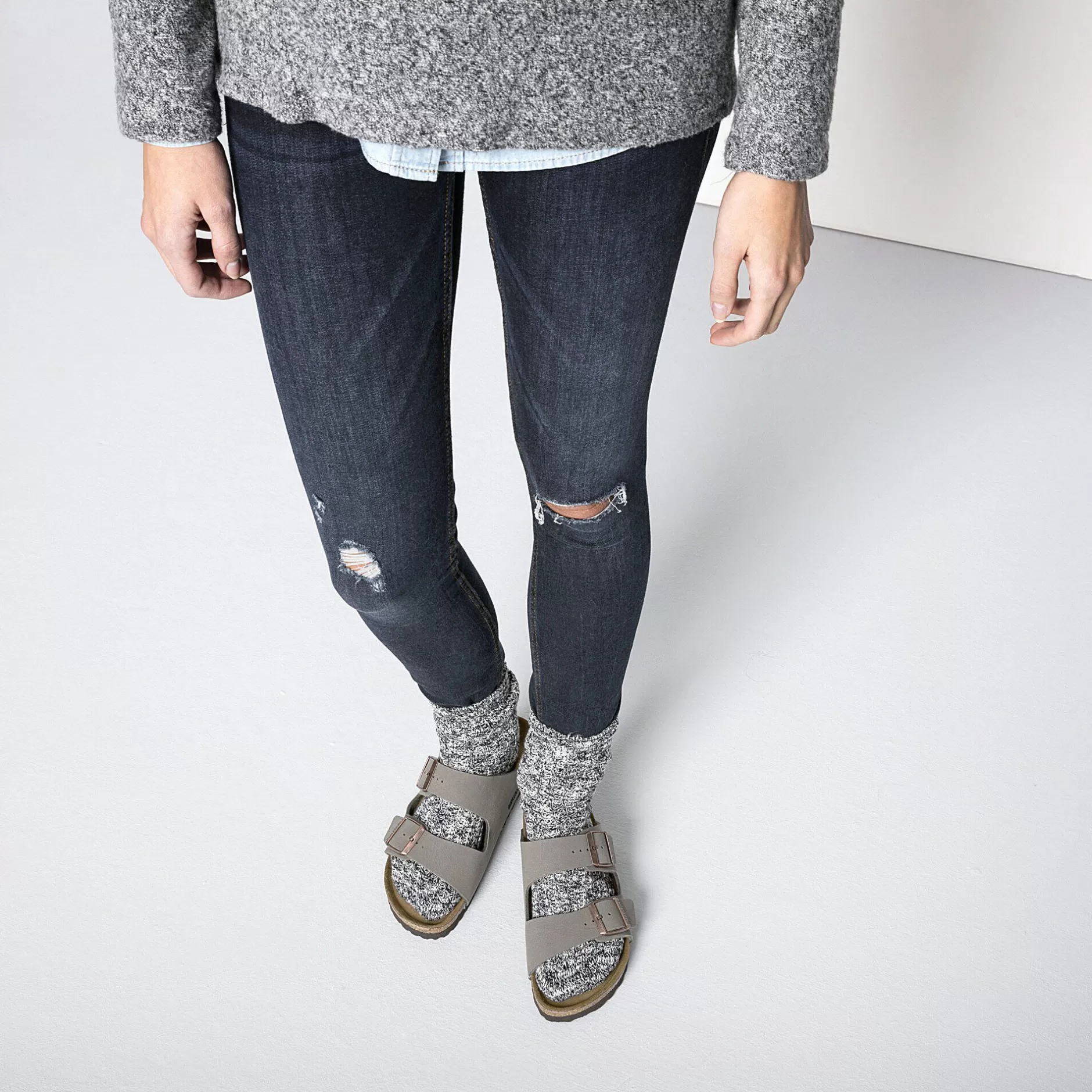 Birkenstock Cotton Slub Damer Black Gray Cheap