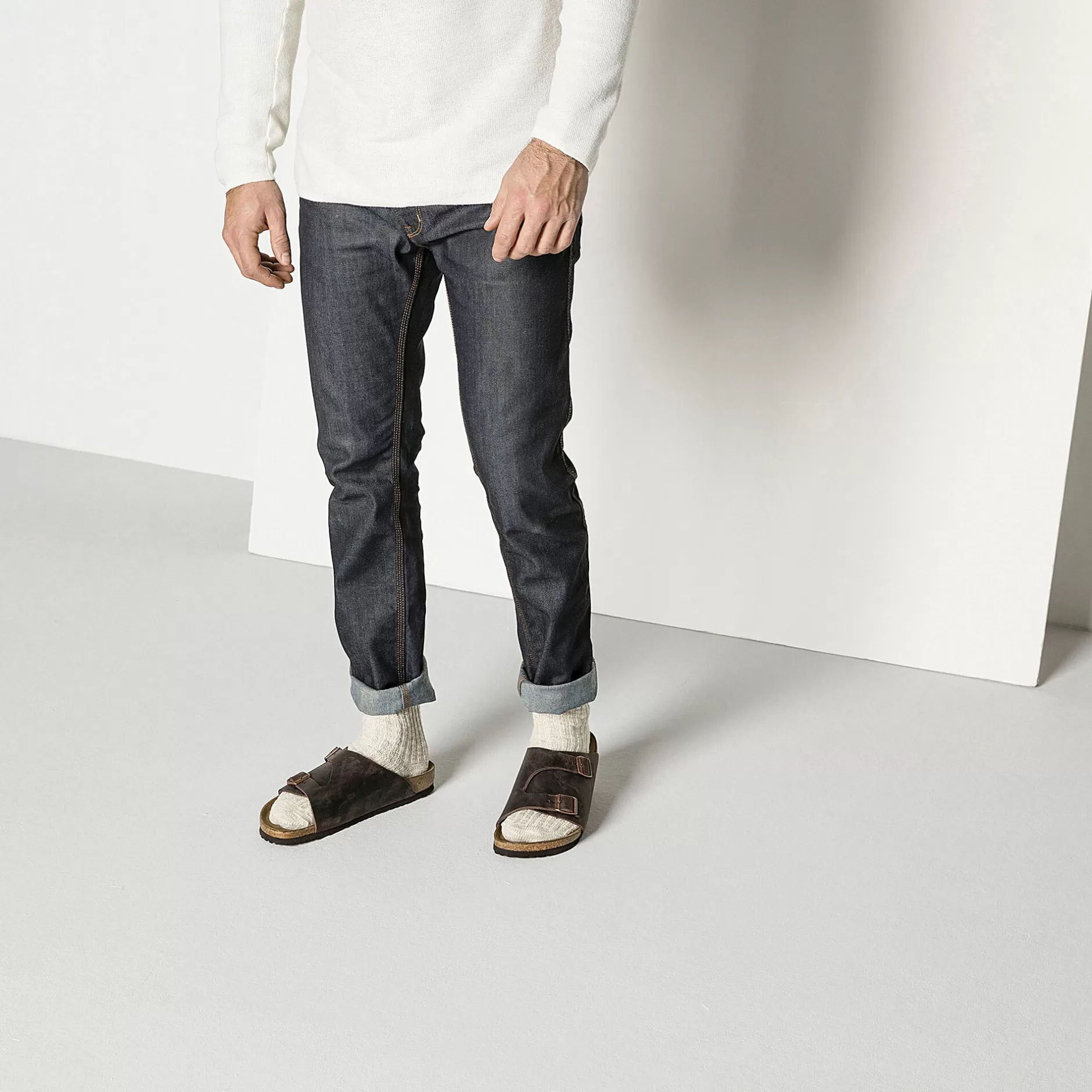 Birkenstock Cotton Slub Herrer Beige/White Online