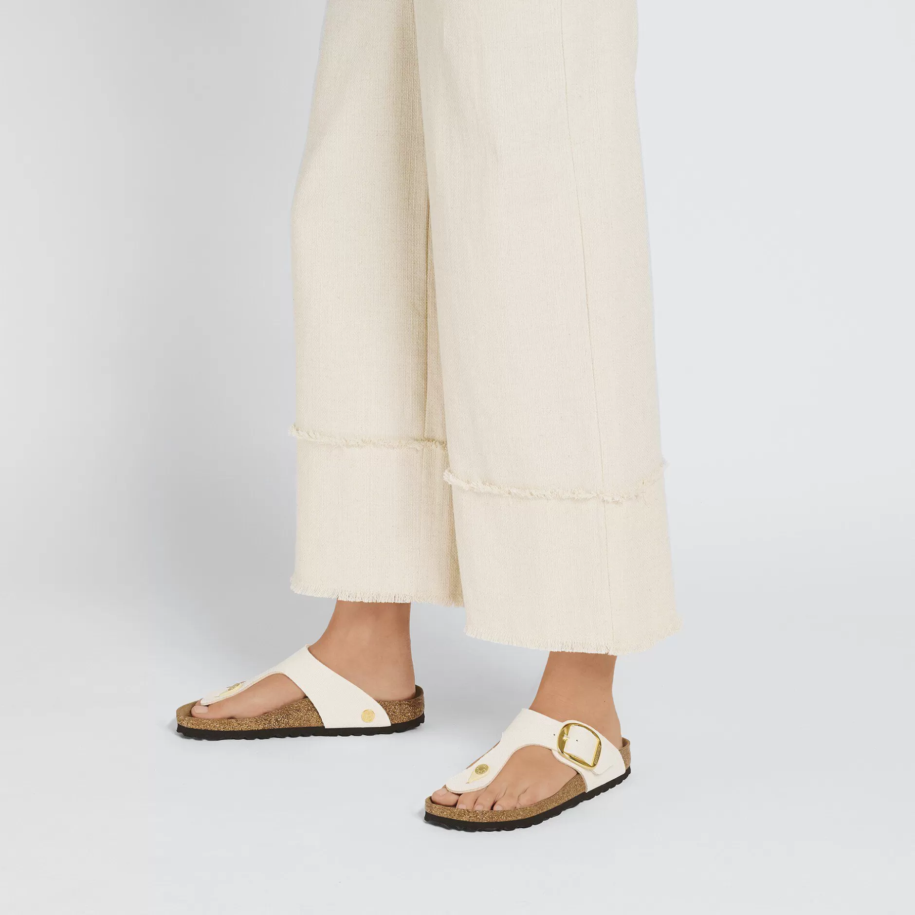 Birkenstock Gizeh Big Buckle Rivet Logo Canvas Eggshell Cheap